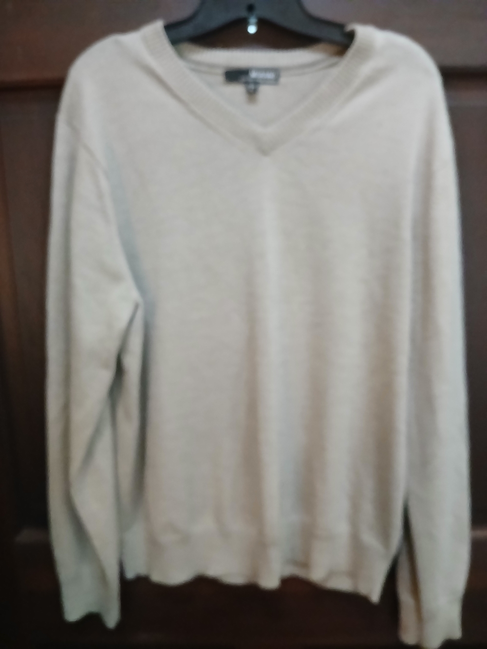Men's Murano V-Neck Sweater in Beige - 100% Murano Wool Size L